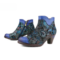 Socofy Winter blue heightening viscose low round toe warm women's boots