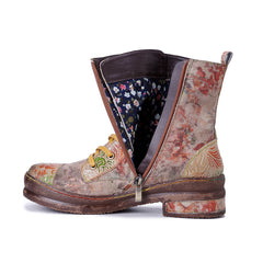 Socofy Winter Vintage Printed Martin Boots