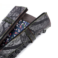 Socofy Vicconfy Genuine Leather Dark Flower Lace Up Flat Boots