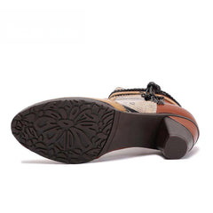 Socofy Low-top cowhide leather round-toe fashion women's shoes with drawstring design