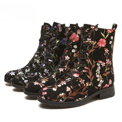 Socofy Autumn and winter warm and wear-resistant mid-calf round-toe cowhide leather fashion boots