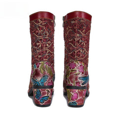 Socofy Vicconfy Leather Side Zipper Fashion VintageWomen's Boots