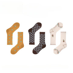 Socofy Vintage mid-calf socks for women combed cotton fashion socks