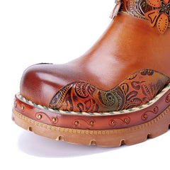Socofy Winter Vintage Ethnic Floral Boots