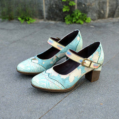 Socofy Vicconfy Retro genuine Leather Women's Mary Jane Heel