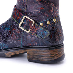 Socofy Winter Vintage Printed Platform Boots