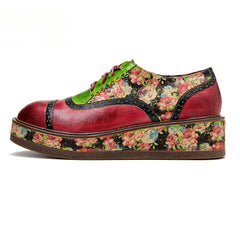 Socofy colour collision splicing lace-up thick bottom women's platform flat shoes