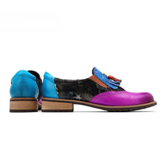 Socofy retro tassel Deco leather women's flat shoes
