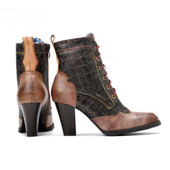 Socofy Vicconfy Vintage Western Cowboy Style Stiletto Heels Heel Women's Boots