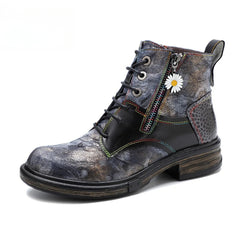 Socofy Vicconfy Vintage Biker Metallic Boots
