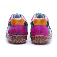 Socofy Vicconfy Genuine Leather Retro Lace Up Comfortable Casual Women's Shoes