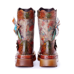 Socofy Winter Vintage Ethnic Floral Boots