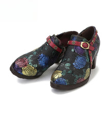 Socofy Vicconfy Heeled Women's Romantic Vintage Rose Single Shoes