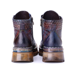 Socofy Winter Vintage Snake Print Short Boots
