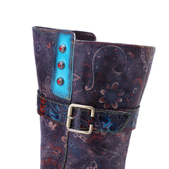 Socofy Winter Vintage Printed Platform Boots
