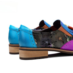 Socofy retro tassel Deco leather women's flat shoes