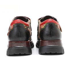 Socofy Vicconfy Genuine Leather Retro Printed Comfort Loafers