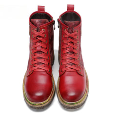 Socofy Vicconfy Vintage Lace Up Gothic Flat Ankle Boots