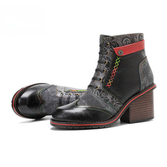 Socofy Vicconfy Handmade Leather Vintage Boots