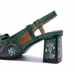 Socofy Emerald Blossom Sandals