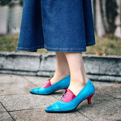 Socofy summer genuine leather retro colour women's low heels