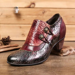 SOCOFY Genuine Leather Ethnic Style Pumps