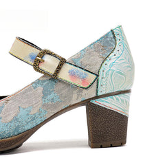 Socofy Vicconfy Retro genuine Leather Women's Mary Jane Heel