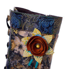 Socofy Winter Vintage Flower Print Boots