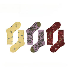 Socofy Vintage mid-calf socks for women combed cotton fashion socks