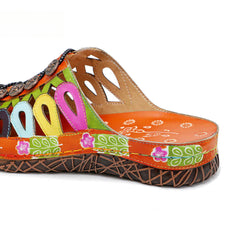 Socofy Summer Leather Hollow Out Buckle Comfortable Flat Women's Slippers