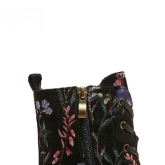 Socofy Autumn and winter warm and wear-resistant mid-calf round-toe cowhide leather fashion boots