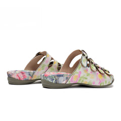 Socofy Vicconfy Summer Floral Leather Slippers