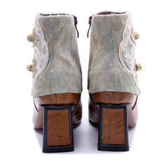 Socofy Timeless Handmade Leather Heeled Short Boots