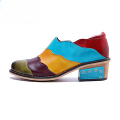 Handmade Genuine Leather Rub Color Color Comfort Casual Flat Shoes