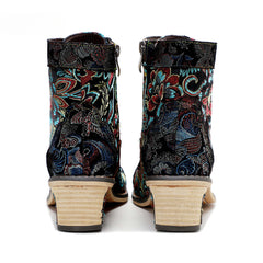 Socofy Vicconfy Vintage Printed Embroidered Casual Women's Boots