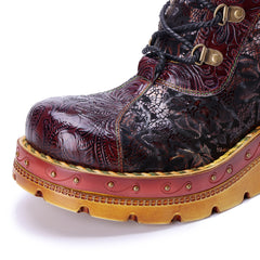 Socofy Winter Vintage Cutout Pattern Boots