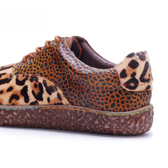 Socofy Vicconfy Genuine Leather Handmade Leopard Print Casual Comfort Loafers