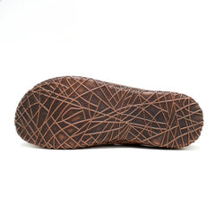 Socofy Summer Leather Hollow Out Buckle Comfortable Flat Women's Slippers