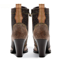 Socofy Vicconfy Vintage Western Cowboy Style Stiletto Heels Heel Women's Boots