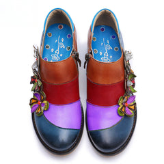 Socofy Vintage Comfort Brock Women's genuine Leather Flats Shoes