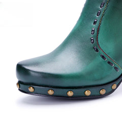 Socofy Vicconfy Retro Handmade Side Fringe Ankle Boots