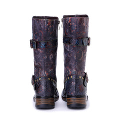 Socofy Winter Vintage Printed Platform Boots