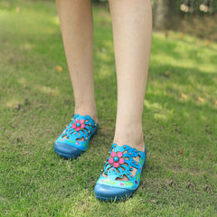 Socofy Genuine leather hand-rubbed vintage casual three-dimensional flower hollow comfortable shoes