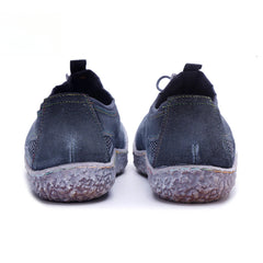 Socofy Vicconfy Genuine Leather Vintage Scuffed Comfort Breathable Mesh Loafers