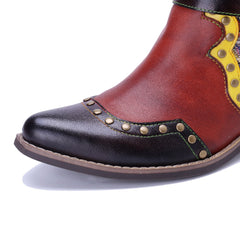 Socofy Handmade Leather Side Zip Boots
