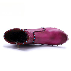 Socofy Vicconfy Handmade Leather Chic Color Ankle Boots