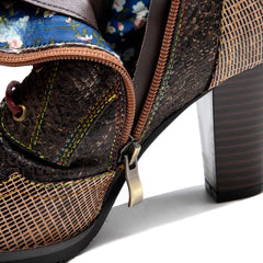 Socofy Vicconfy Vintage Western Cowboy Style Stiletto Heels Heel Women's Boots