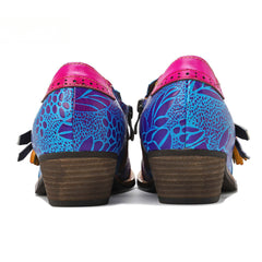 Socofy Leather Vintage Cowboy Style Women's Shallow Mouth Single Shoes