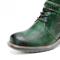 Socofy Vicconfy Genuine Leather Vintage British Style Comfortable Ankle Boots