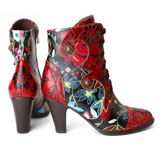 Socofy Vicconfy Pointed Toe Leather Vintage Tall Women's Boots